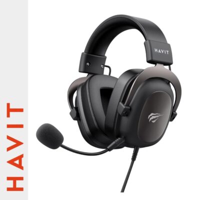 سماعات راس للالعاب H2002d من هافيت لاجهزة بلاي ستيشن 4 وبلاي ستيشن 5 والكمبيوتر ومع ميكروفون – مشغلات 53 ملم – اطار الومنيوم متين