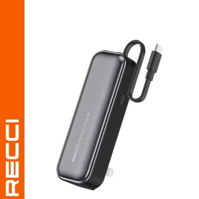 باور بنك من ريتشي يعمل كشاحن من الكهرباء مباشرة RECCI RPB-A07 سعة 5.000 مللي أمبير , قوة شحن 20 وات , 2 مخرج للشحن